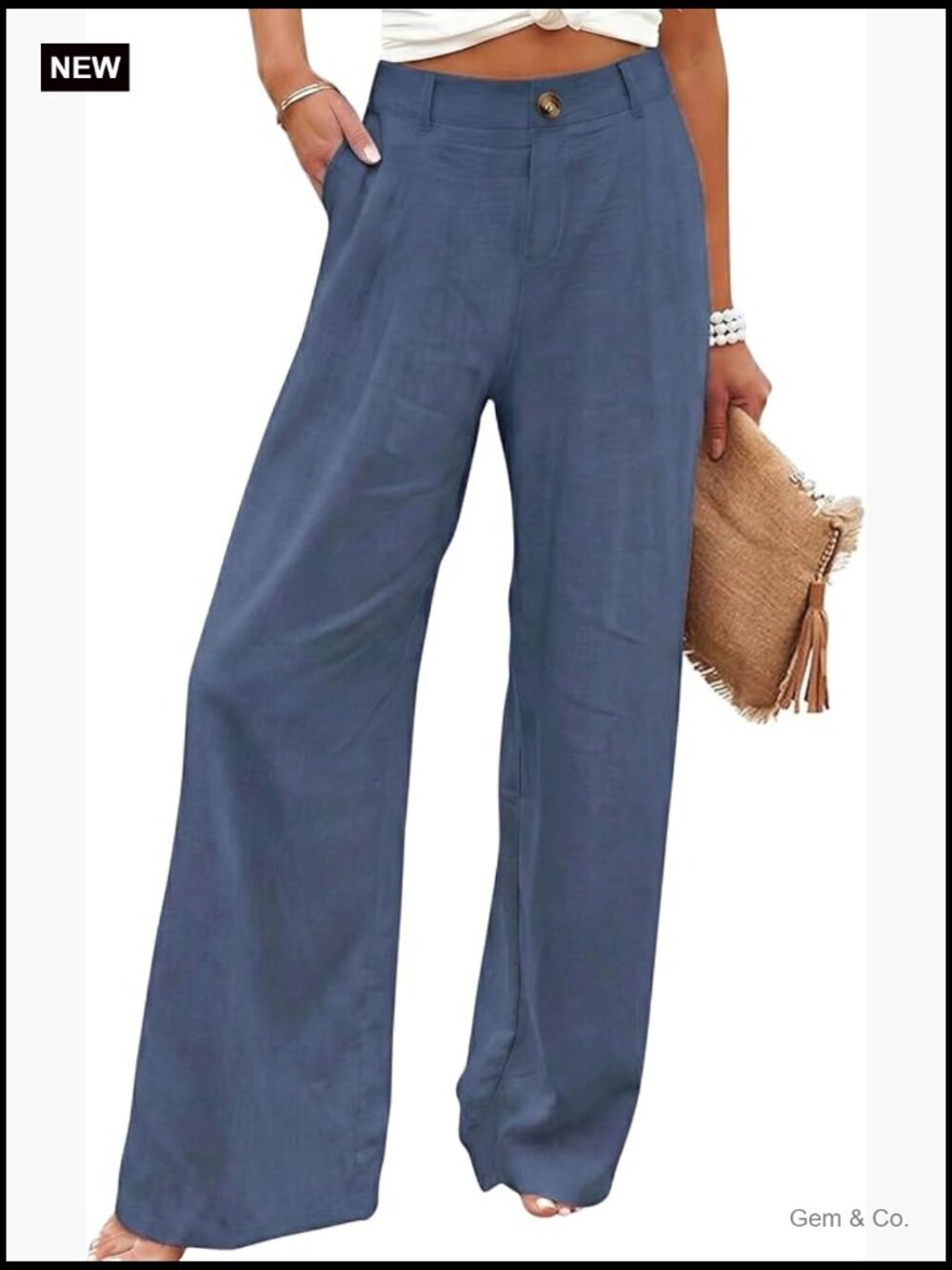 High Waisted Wide Leg Linen Pants Button Front Trousers